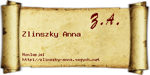 Zlinszky Anna névjegykártya